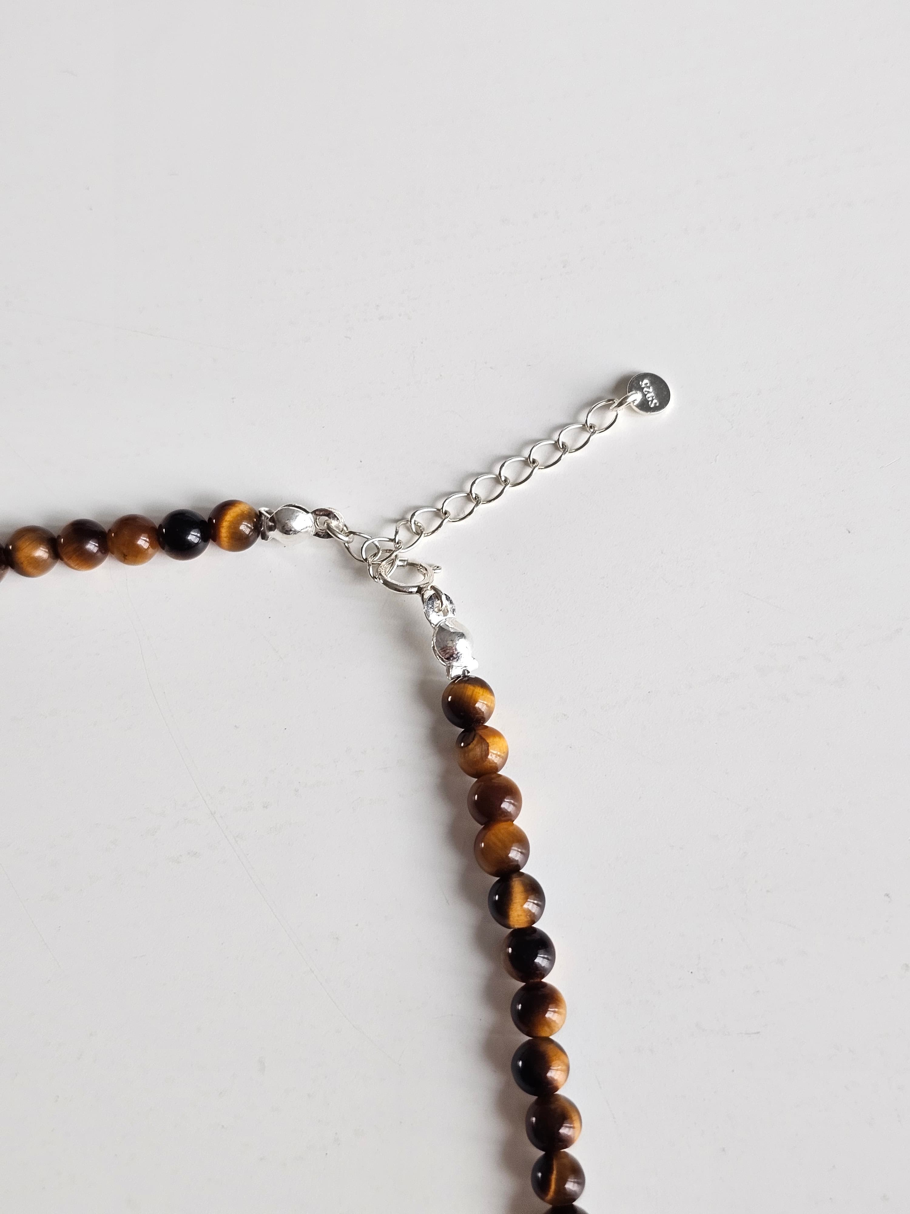 Silver 925 Tiger Eye Silver Ball Necklace - 이미지 4