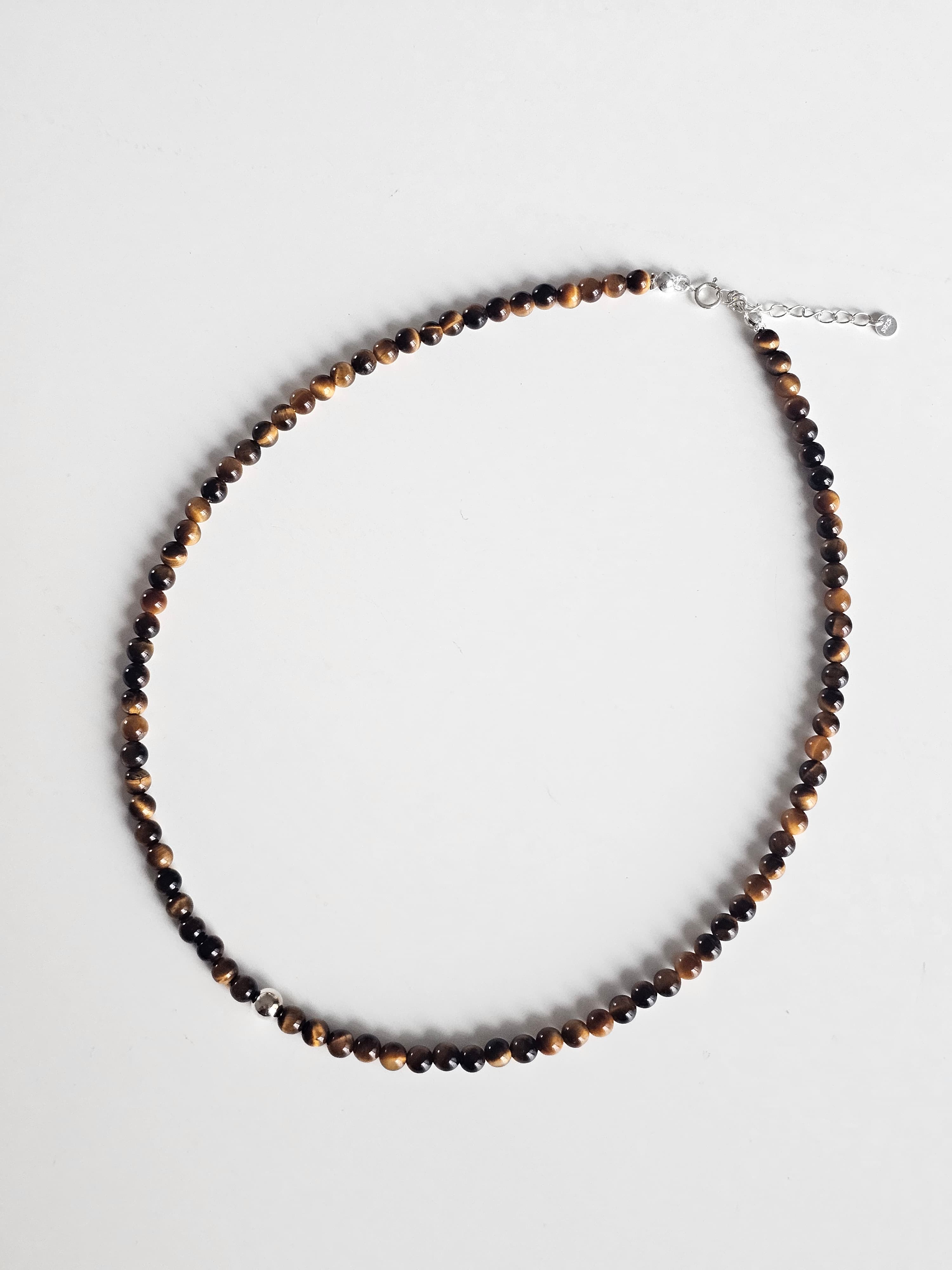 Silver 925 Tiger Eye Silver Ball Necklace - 이미지 3