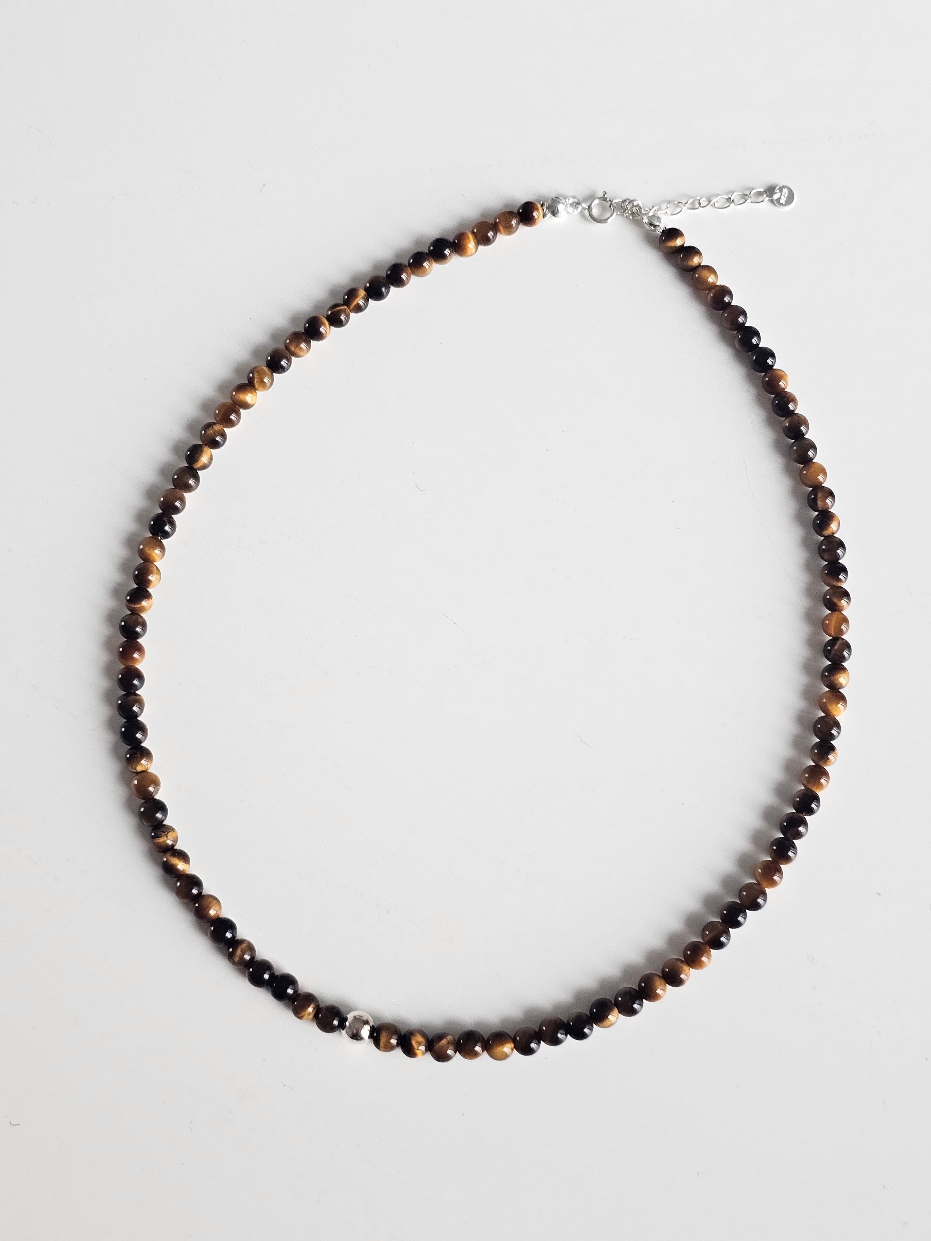 Silver 925 Tiger Eye Silver Ball Necklace - 이미지 2