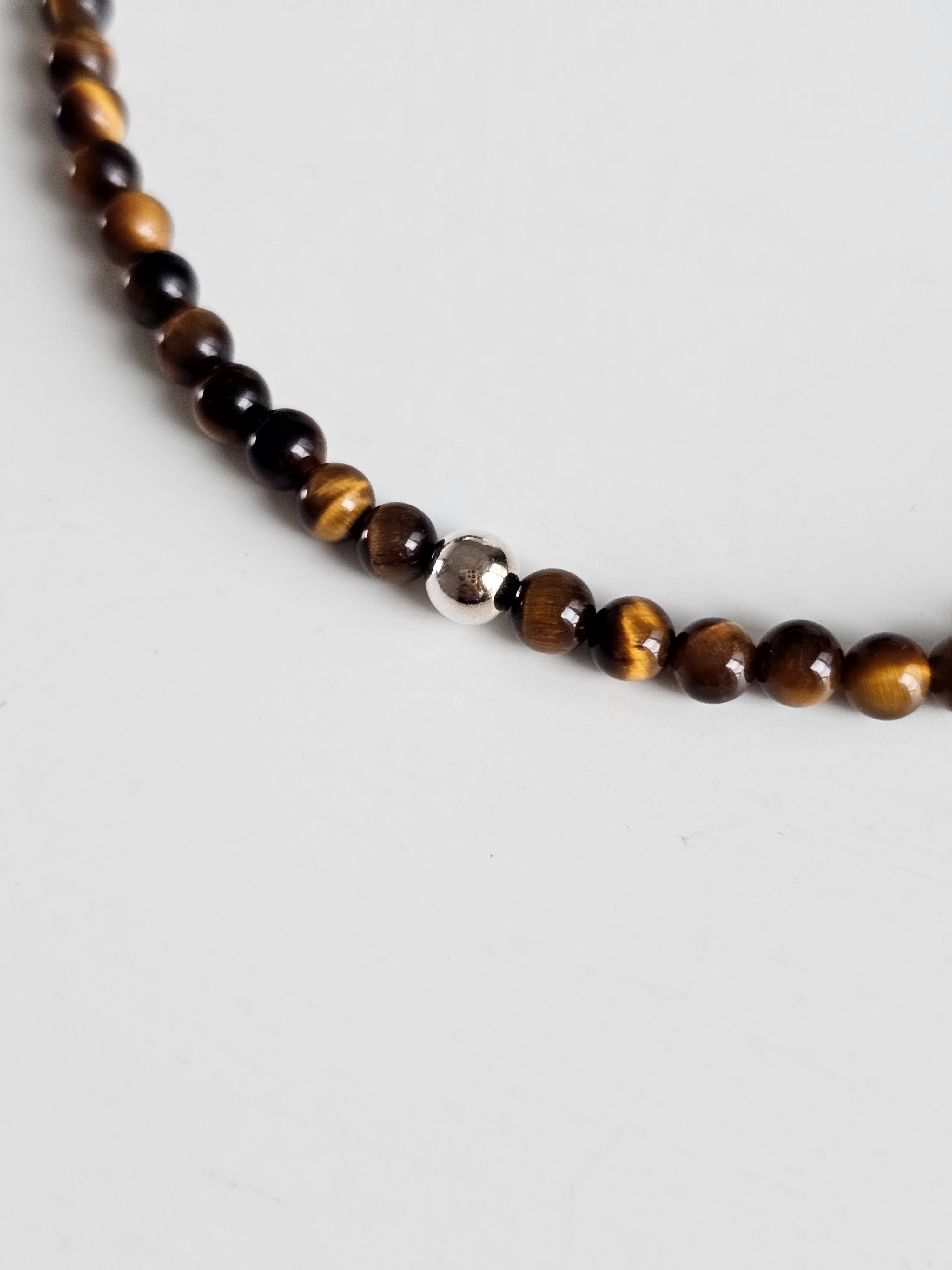 Silver 925 Tiger Eye Silver Ball Necklace - 이미지 1