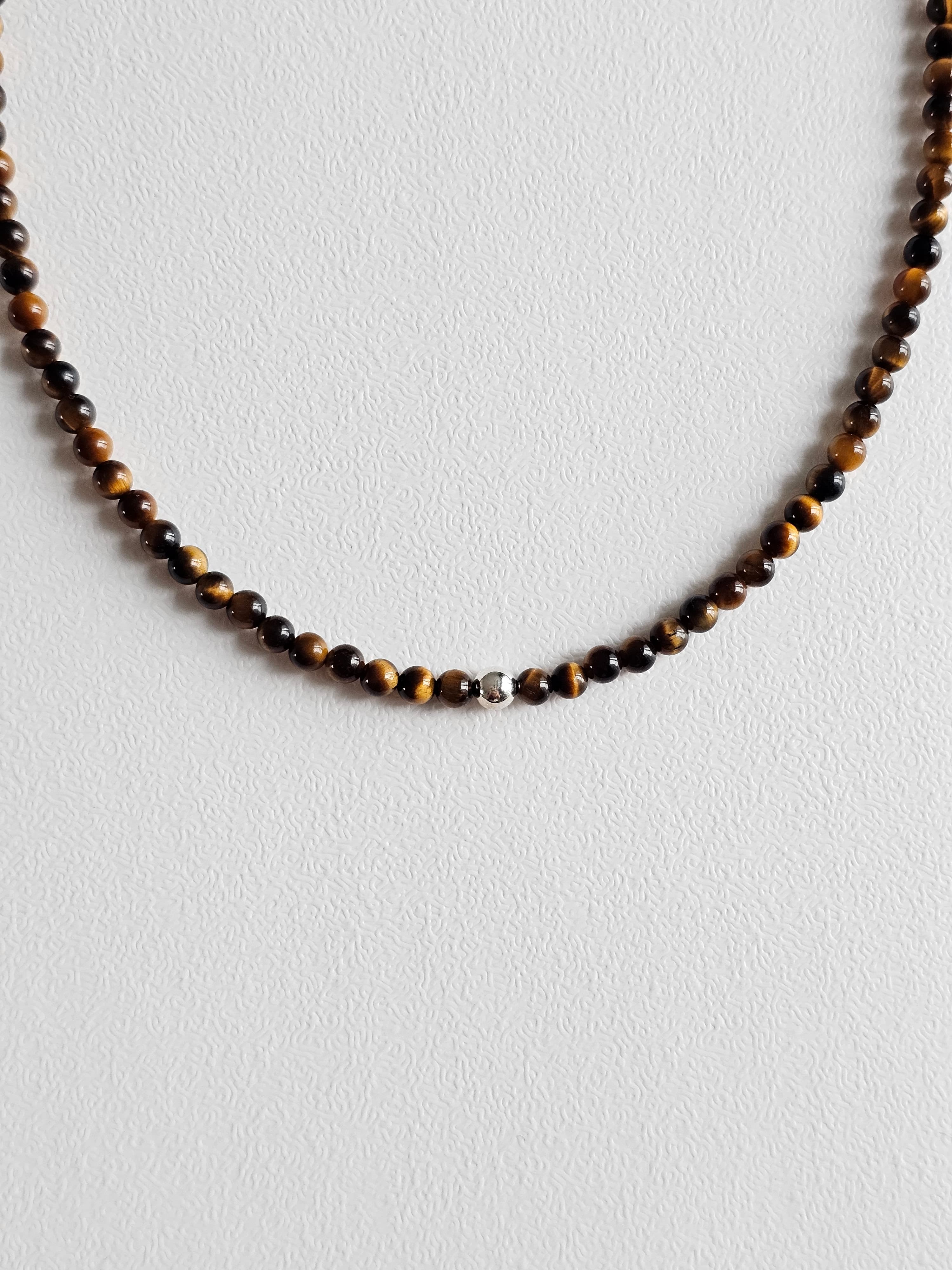 Silver 925 Tiger Eye Silver Ball Necklace - 이미지 6