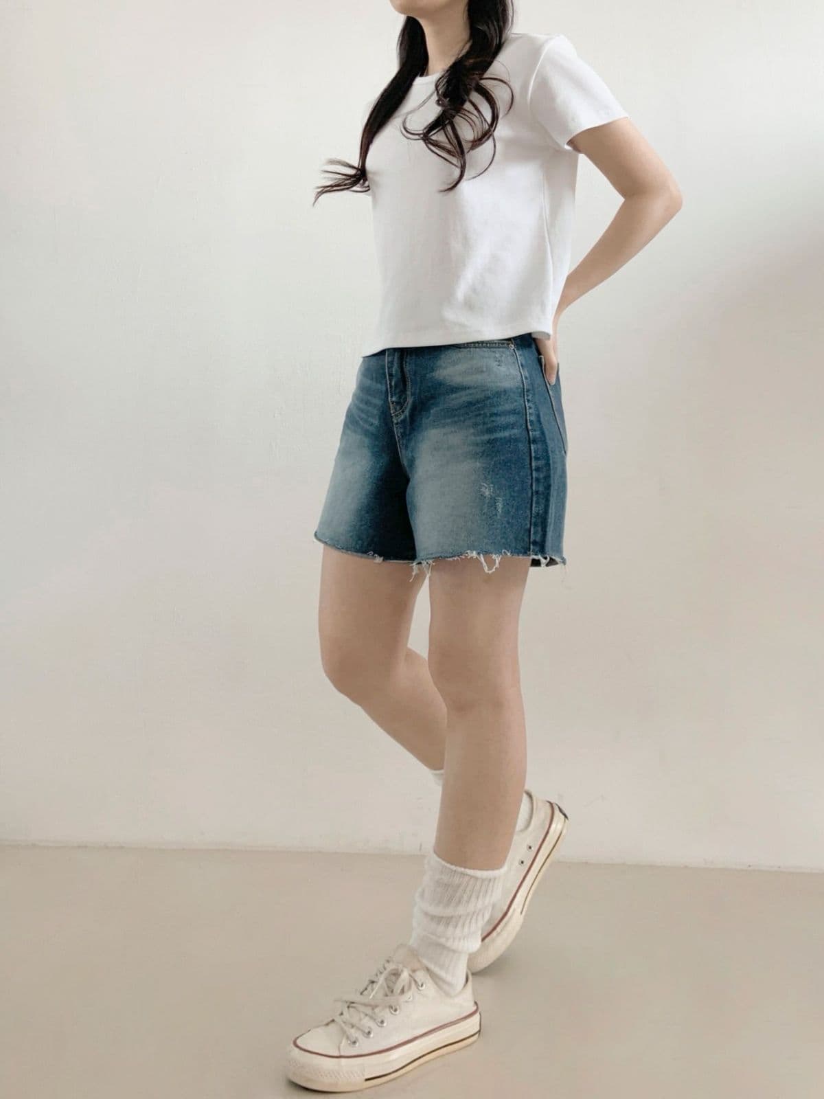 914 Washed Distressed Cap Pants - 이미지 6
