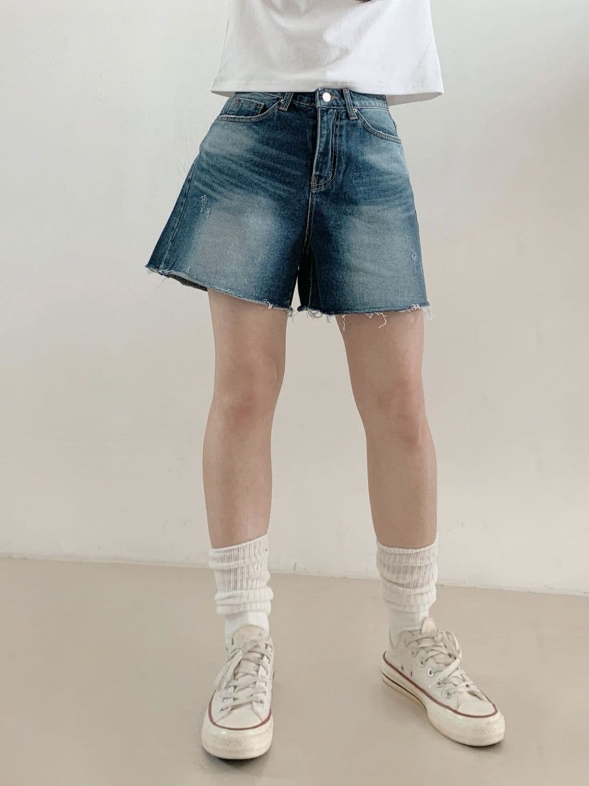 914 Washed Distressed Cap Pants - 이미지 7
