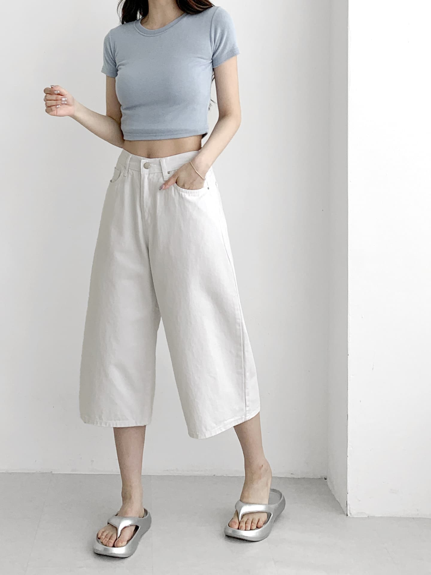 917 Back Band Easy Curve 3/4 Pants - 이미지 6