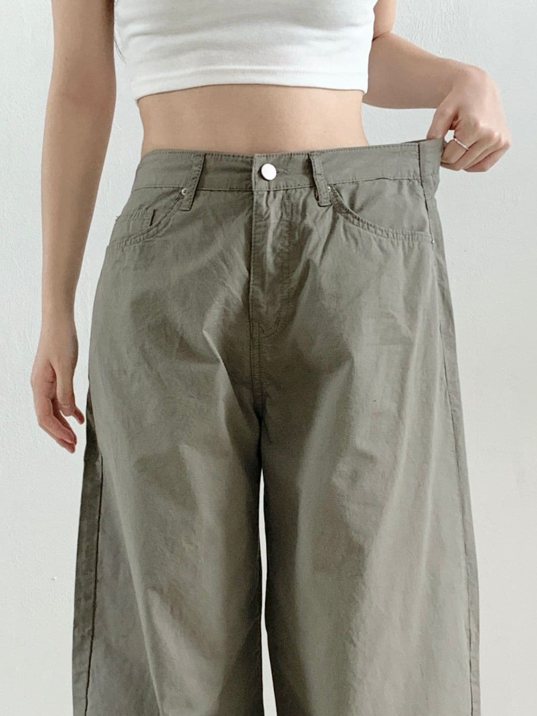 919 Summer Hidden Back Band Collar Curve Pants - 이미지 9