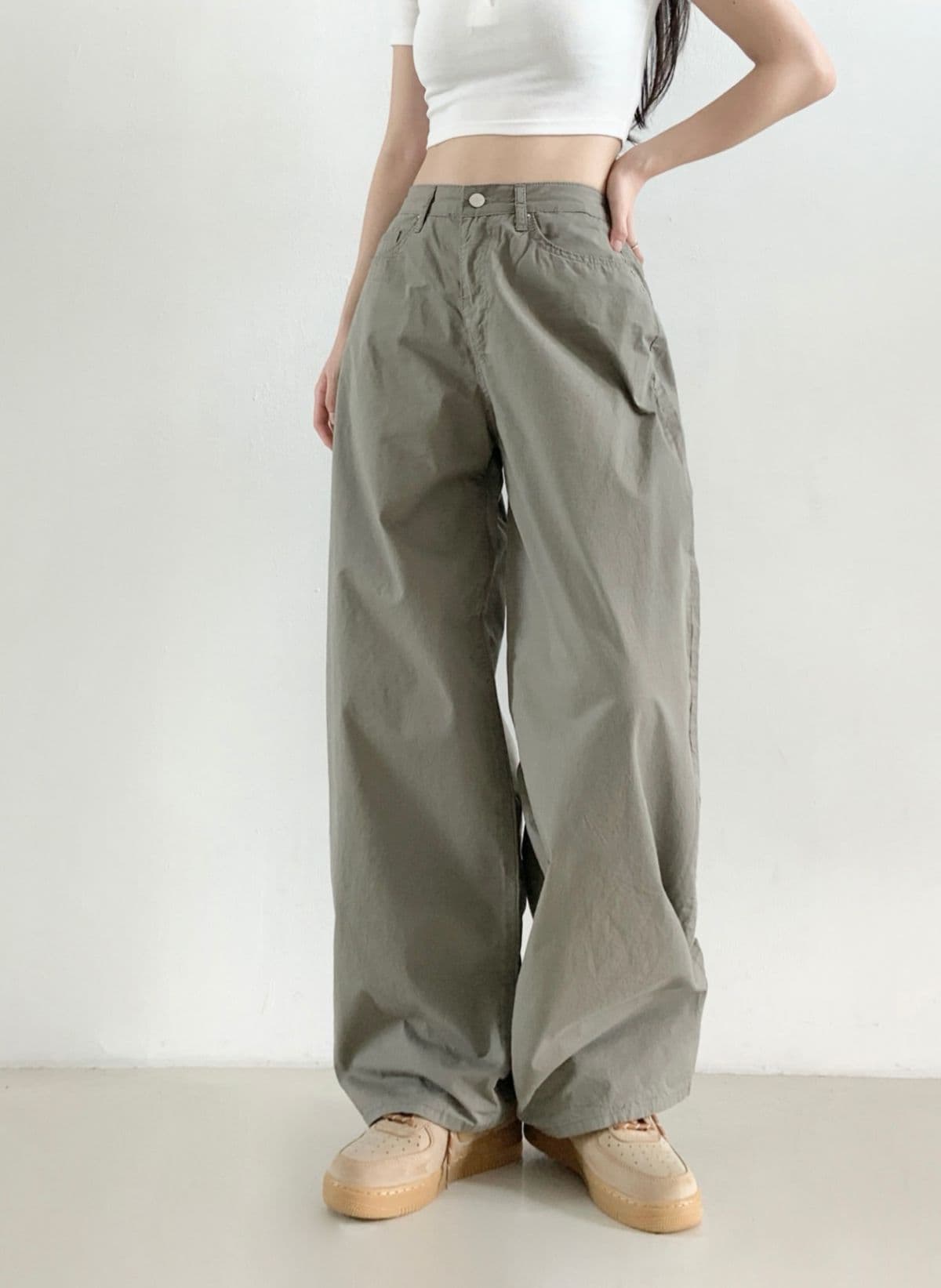 919 Summer Hidden Back Band Collar Curve Pants - 이미지 4