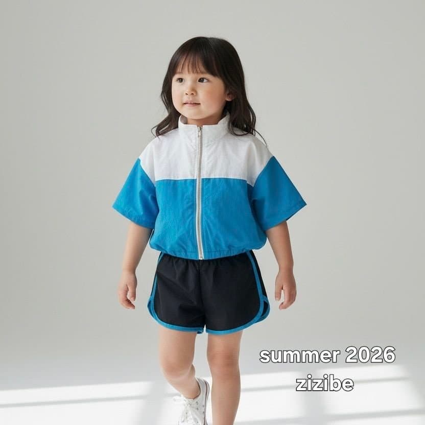 Zip-up tile top and bottom set - 이미지 1