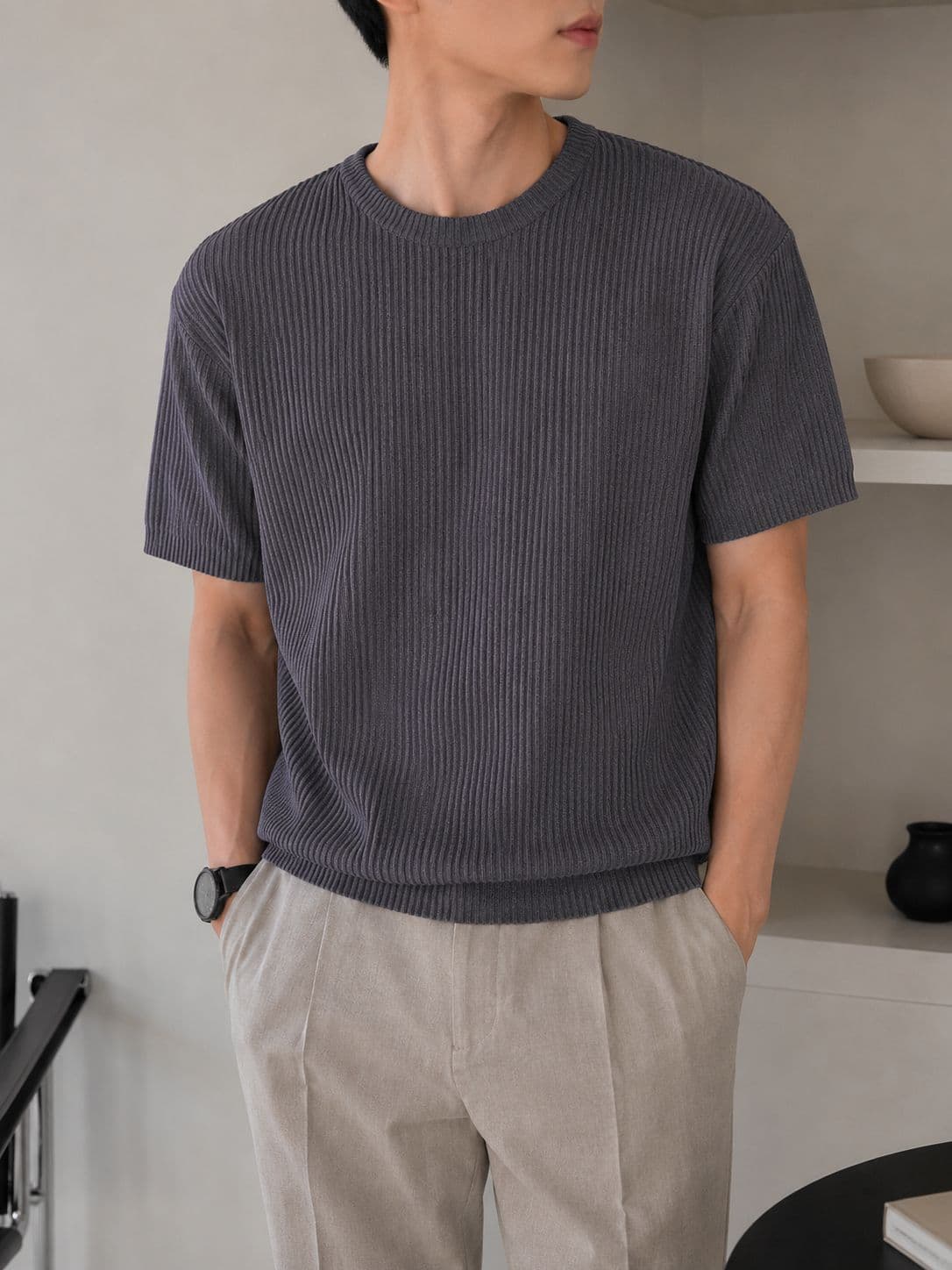 26SS New Arrival) Essential Knitting Crop Short Sleeve - 이미지 2
