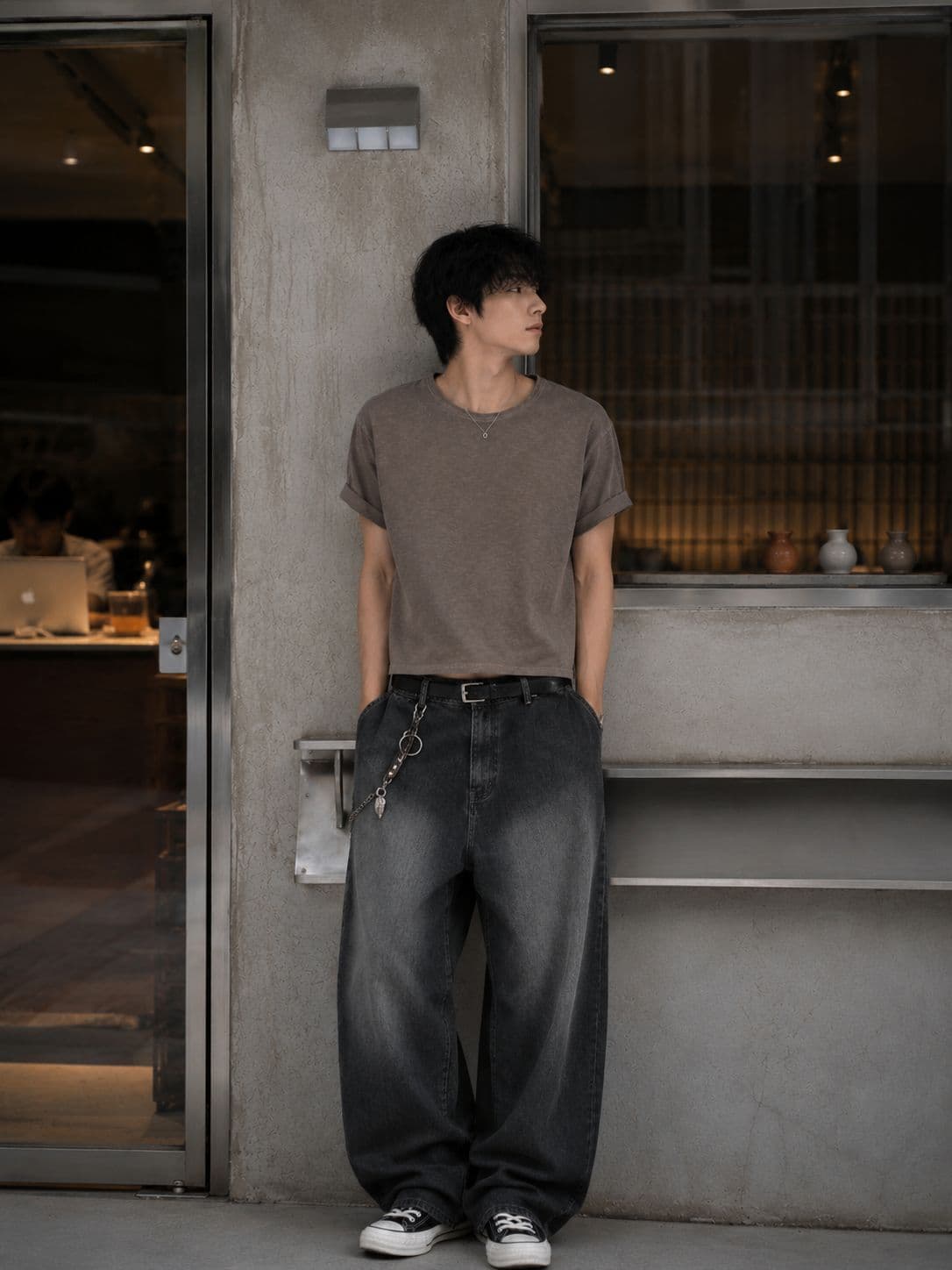 26SS New Arrival) Slub Pigment Crop Short Sleeve - 이미지 2