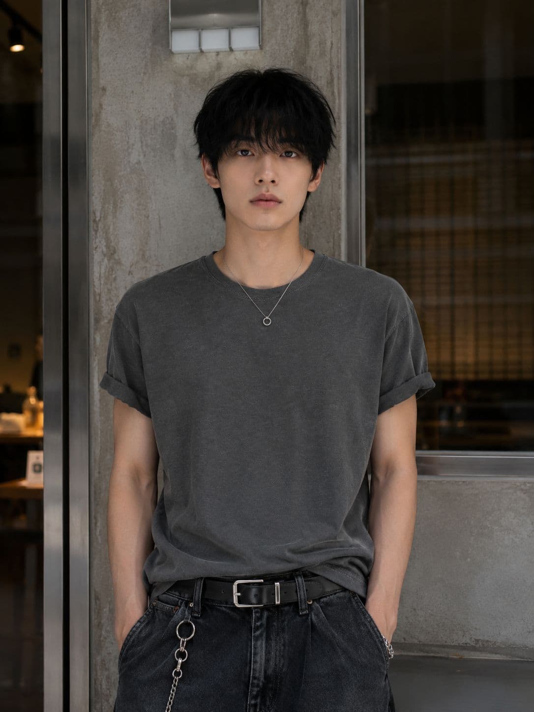 26SS New Arrival) Slub Pigment Crop Short Sleeve - 이미지 1