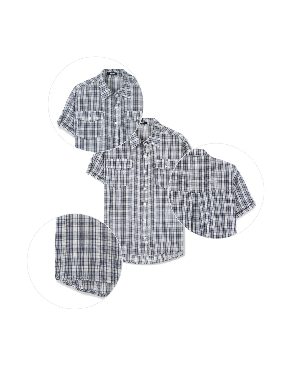 26SS New Arrival) Voyage Check Roll-up Short Sleeve Shirt - 이미지 4