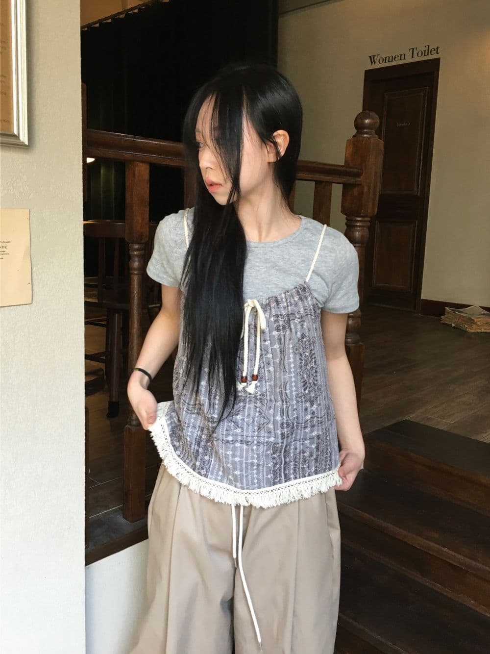 26SS-Rope Bustier (Paisley Frill Tassel Raw String Belle Strap Sleeveless New Arrival Summer Look Vacation) - 이미지 6