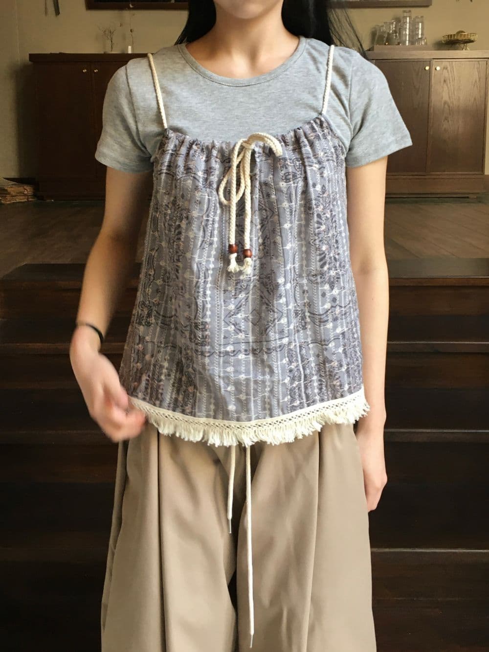 26SS-Rope Bustier (Paisley Frill Tassel Raw String Belle Strap Sleeveless New Arrival Summer Look Vacation) - 이미지 8