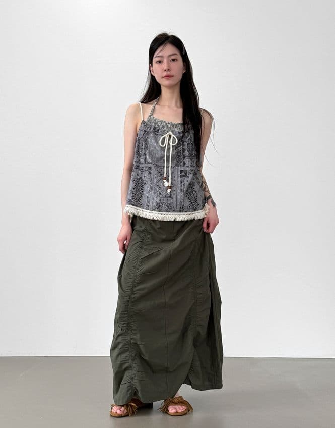 26SS-Rope Bustier (Paisley Frill Tassel Raw String Belle Strap Sleeveless New Arrival Summer Look Vacation) - 이미지 2