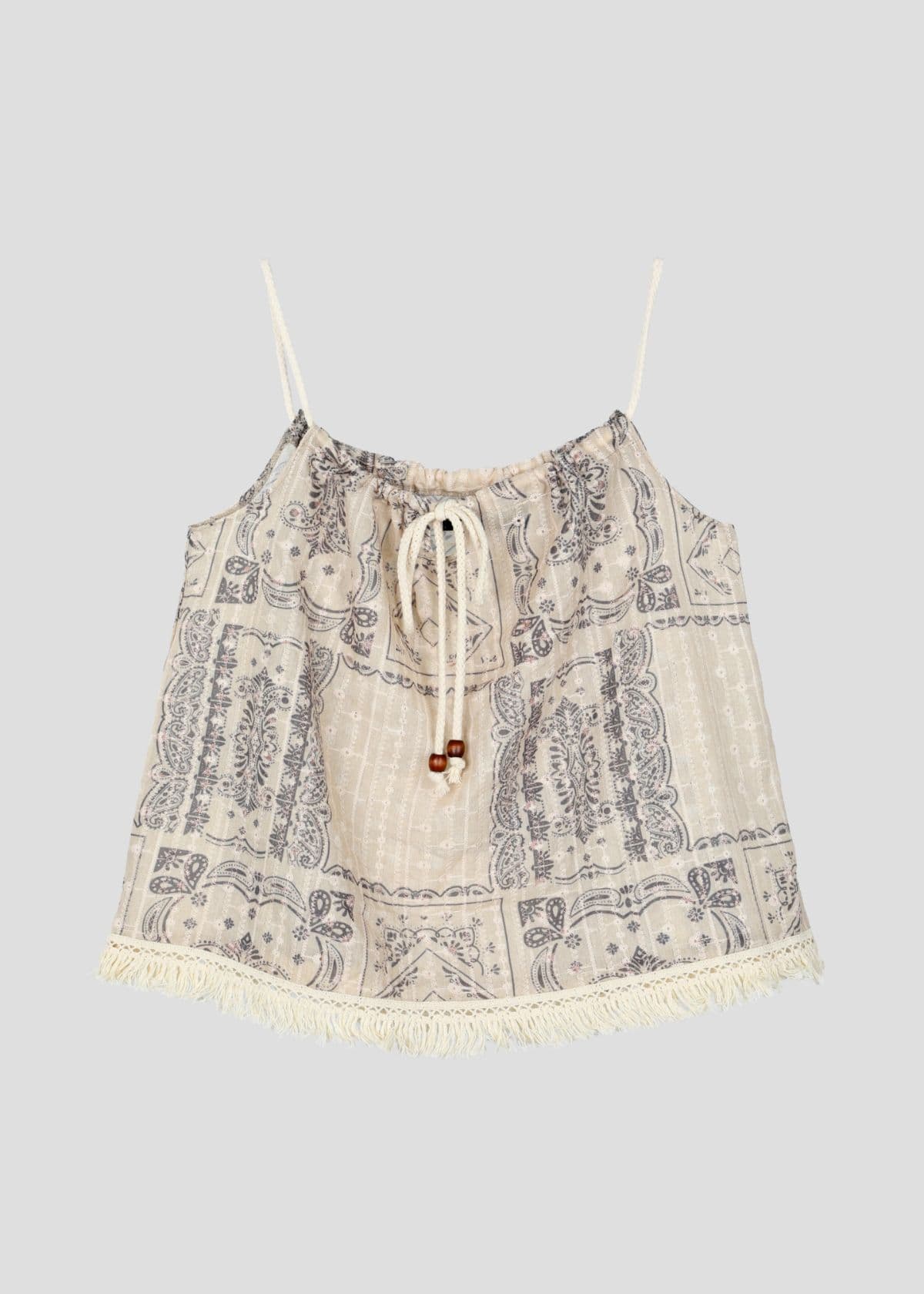 26SS-Rope Bustier (Paisley Frill Tassel Raw String Belle Strap Sleeveless New Arrival Summer Look Vacation) - 이미지 9