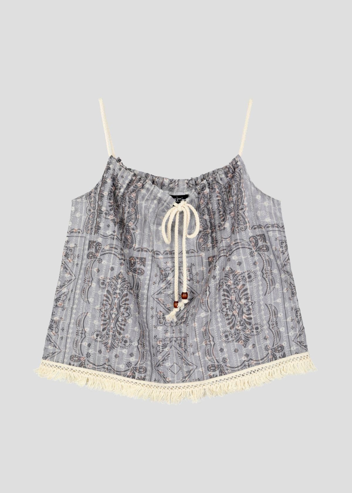 26SS-Rope Bustier (Paisley Frill Tassel Raw String Belle Strap Sleeveless New Arrival Summer Look Vacation) - 이미지 10