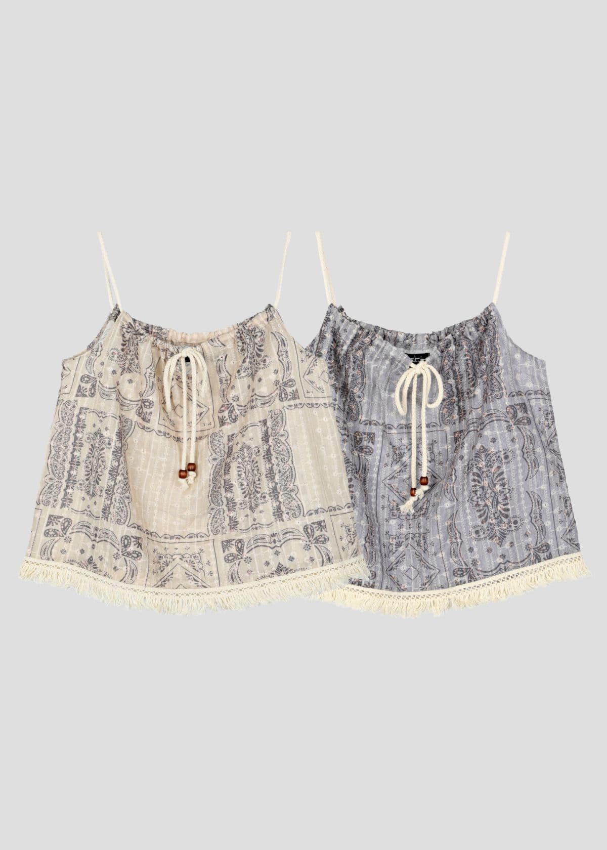 26SS-Rope Bustier (Paisley Frill Tassel Raw String Belle Strap Sleeveless New Arrival Summer Look Vacation) - 이미지 1