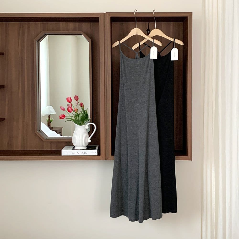 Y-strap halterneck A-line long OPSS - 이미지 1