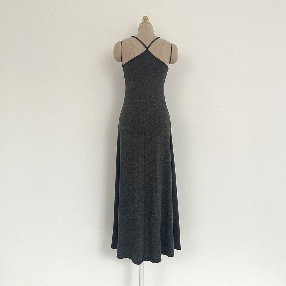 Y-strap halterneck A-line long OPSS - 이미지 9