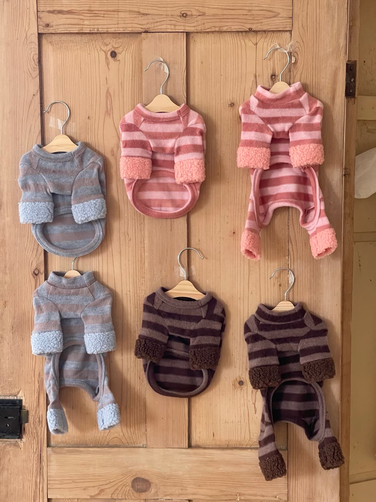 스트라이프 앙고라 니트 탑&올인원 (강아지옷) - 이미지 4