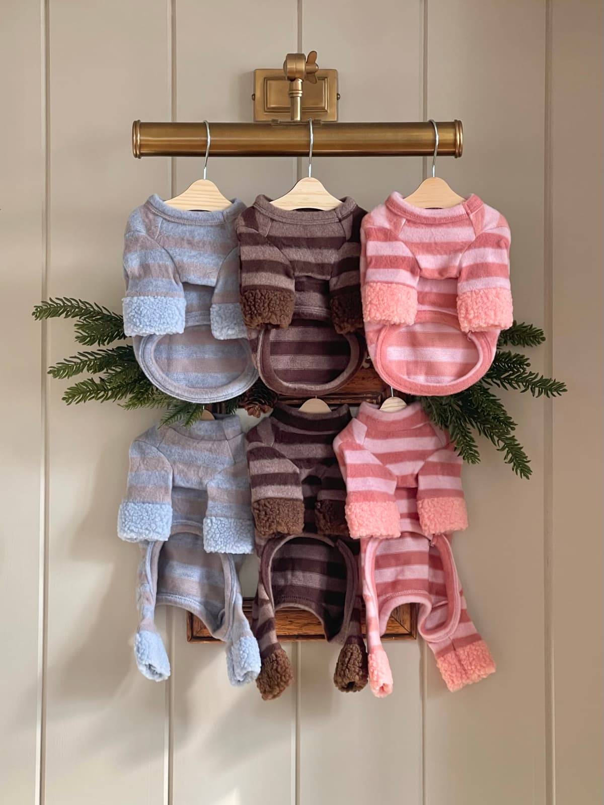 스트라이프 앙고라 니트 탑&올인원 (강아지옷) - 이미지 1