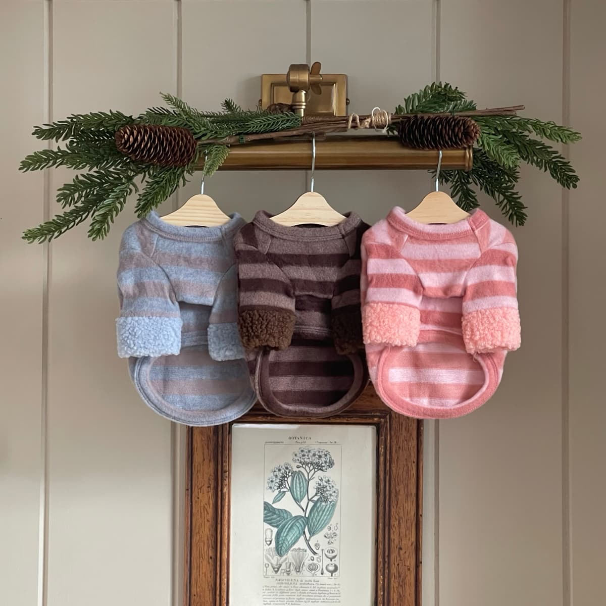 스트라이프 앙고라 니트 탑&올인원 (강아지옷) - 이미지 3