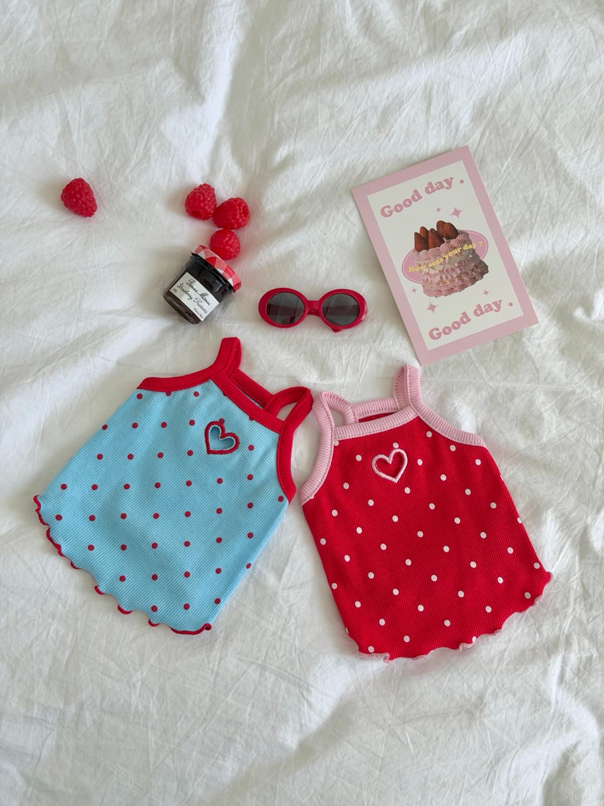 Heart Hole Dot Sleeveless Top (Puppy Clothes) - 이미지 4