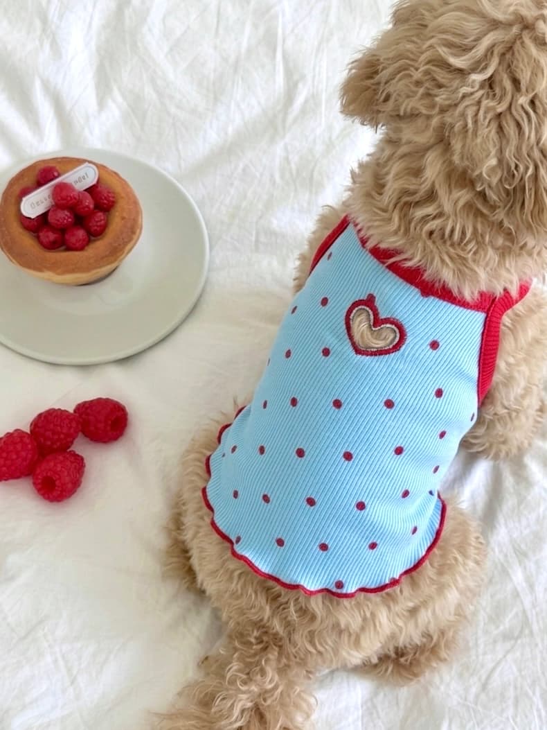Heart Hole Dot Sleeveless Top (Puppy Clothes) - 이미지 9