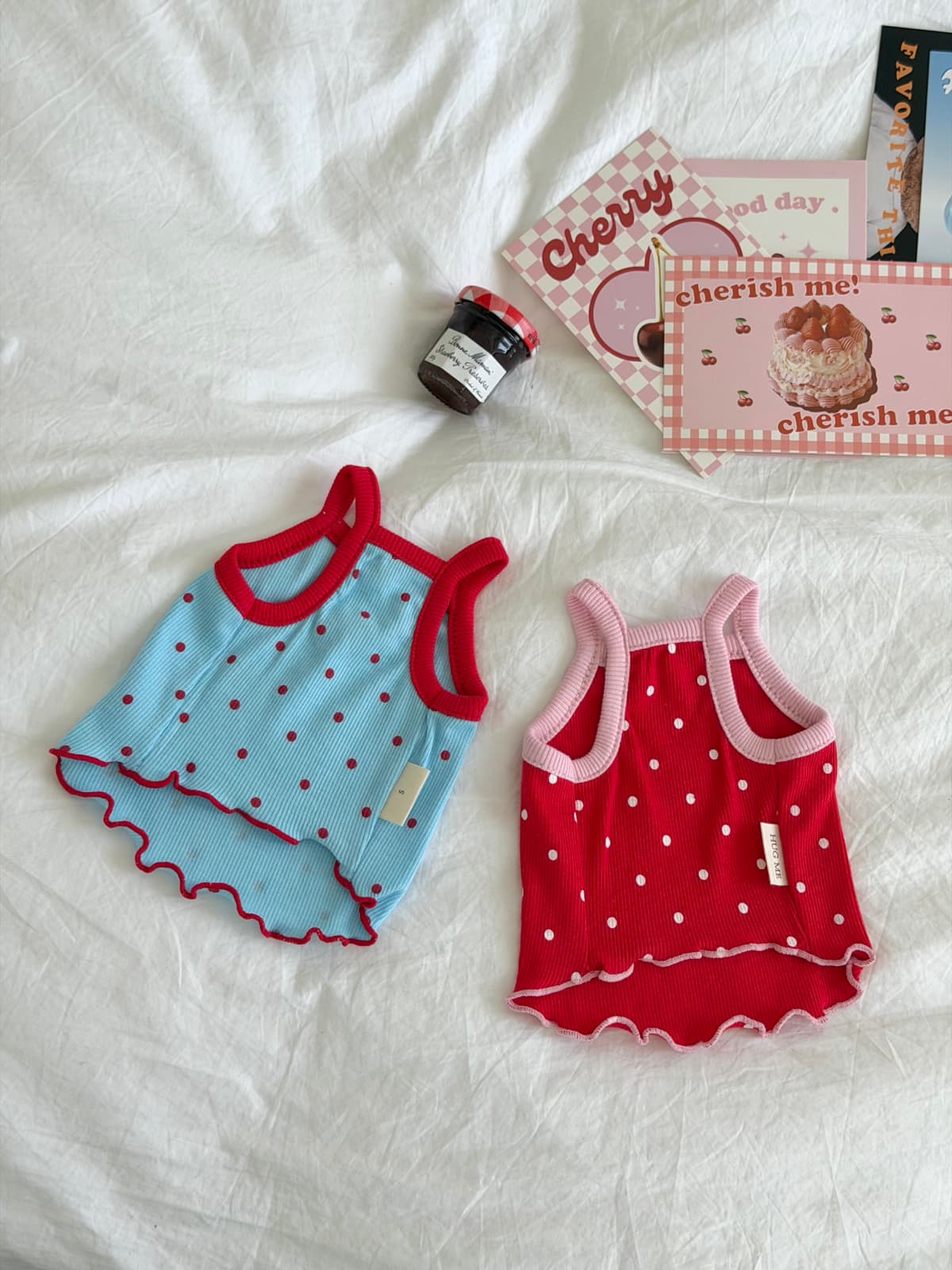 Heart Hole Dot Sleeveless Top (Puppy Clothes) - 이미지 10