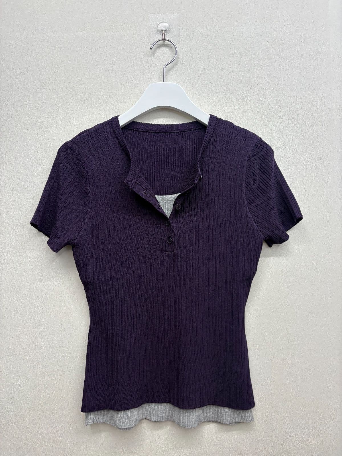 Cool Touch) Layered Henry Short Sleeve - 이미지 2