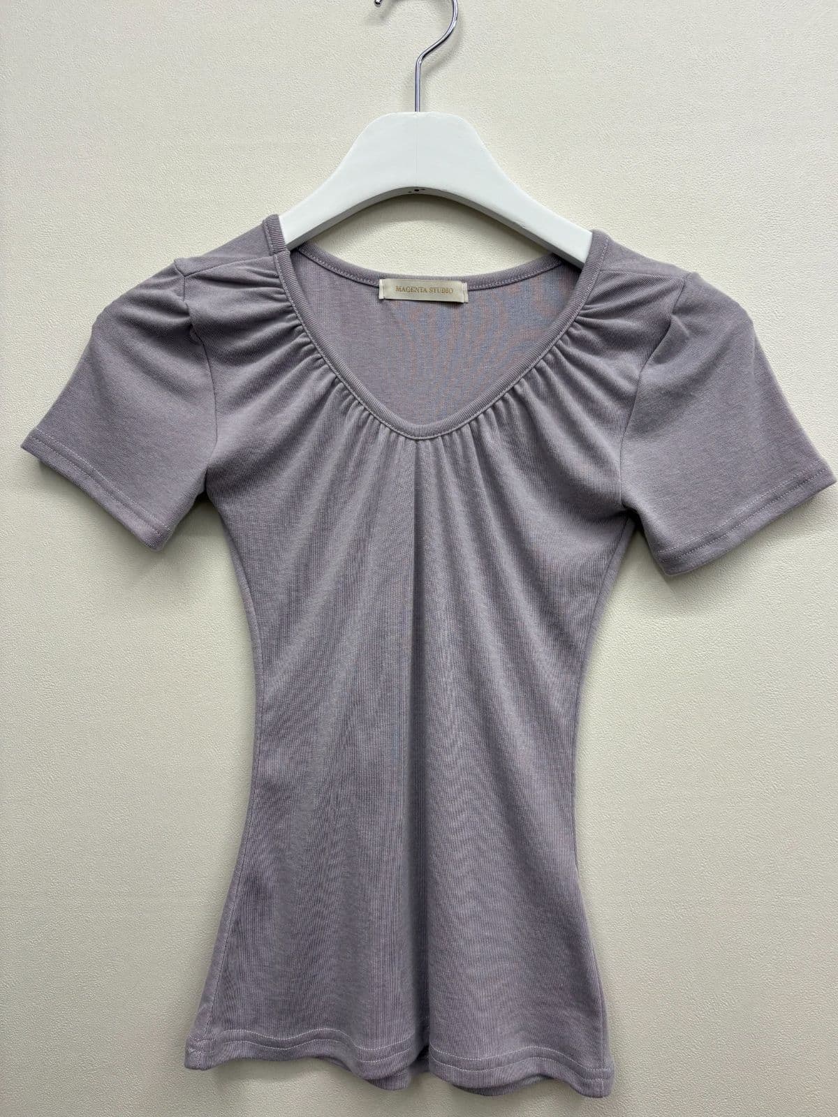 V-shirring short sleeves - 이미지 3