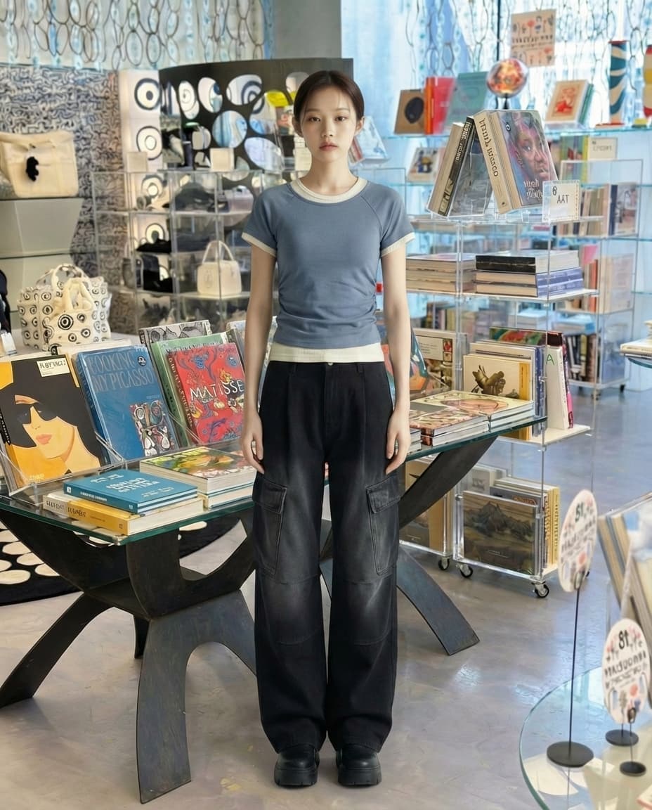 26 Summer New Arrival_(One-piece) Contrast Shirred Layered Short Sleeve T-shirt (Shirring Point, Slim Fit, Contrast, Effortless Chic) - 이미지 6