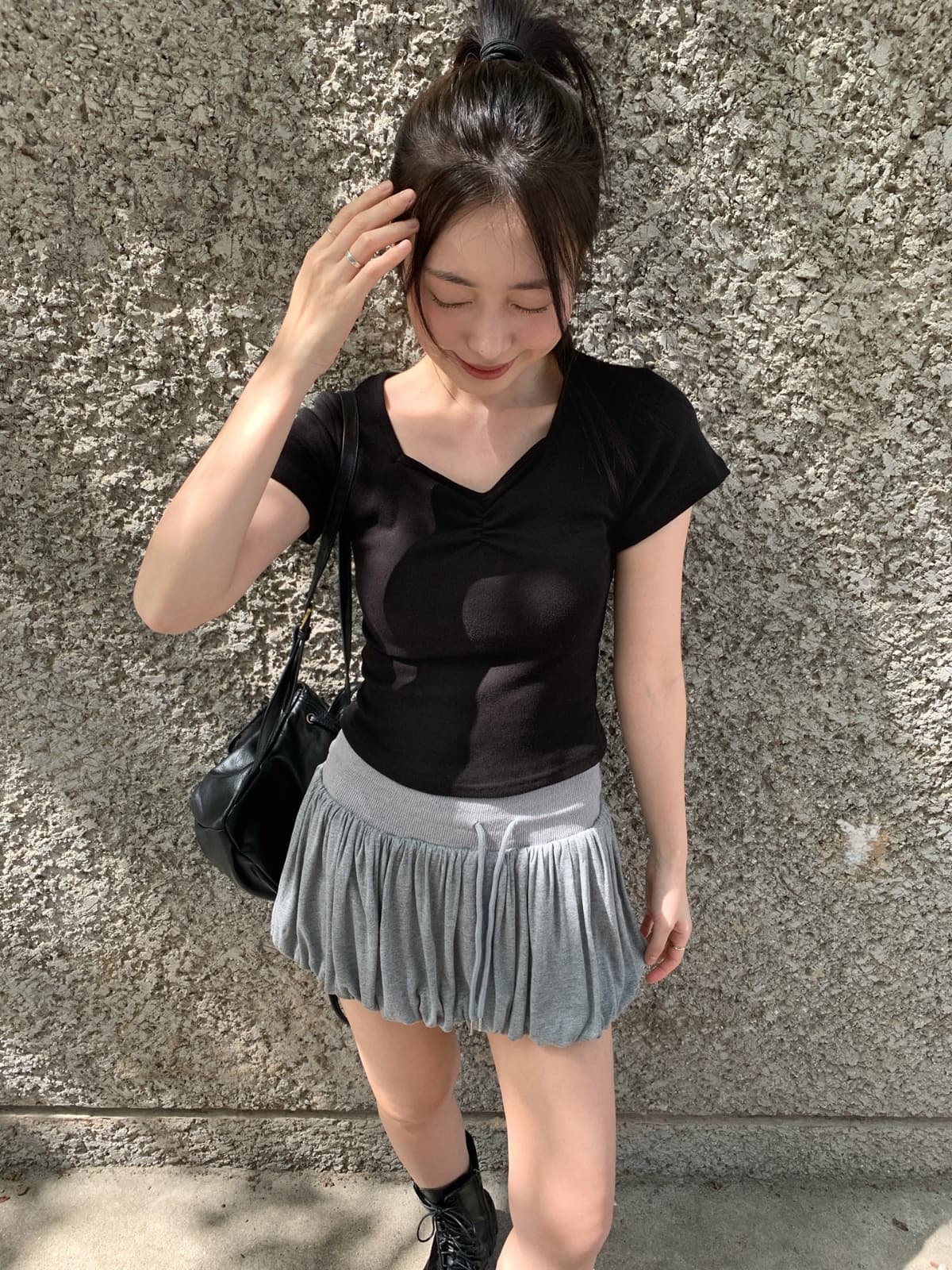 26 Summer New Arrival_Wonder Square Short Sleeve (Detail, Semi-Crop, Effortless Chic, Mini Punching, Square Neck - 이미지 4