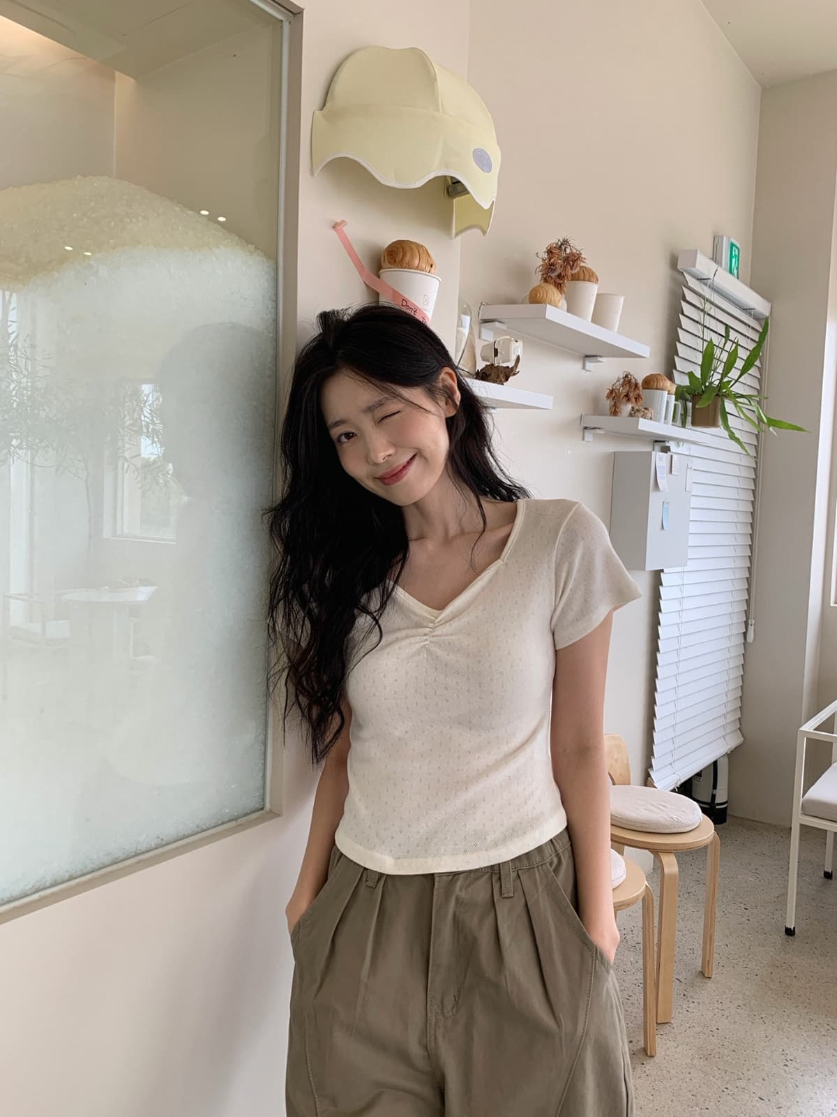 26 Summer New Arrival_Wonder Square Short Sleeve (Detail, Semi-Crop, Effortless Chic, Mini Punching, Square Neck - 이미지 8