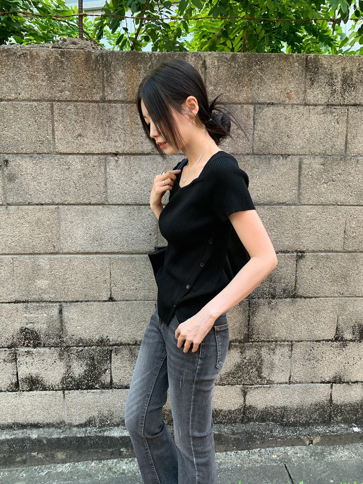 26 Summer New Arrival_Square Diagonal Button Short Sleeve (Summer Knit, Diagonal Point, Square Neck, Delicate Fit - 이미지 13