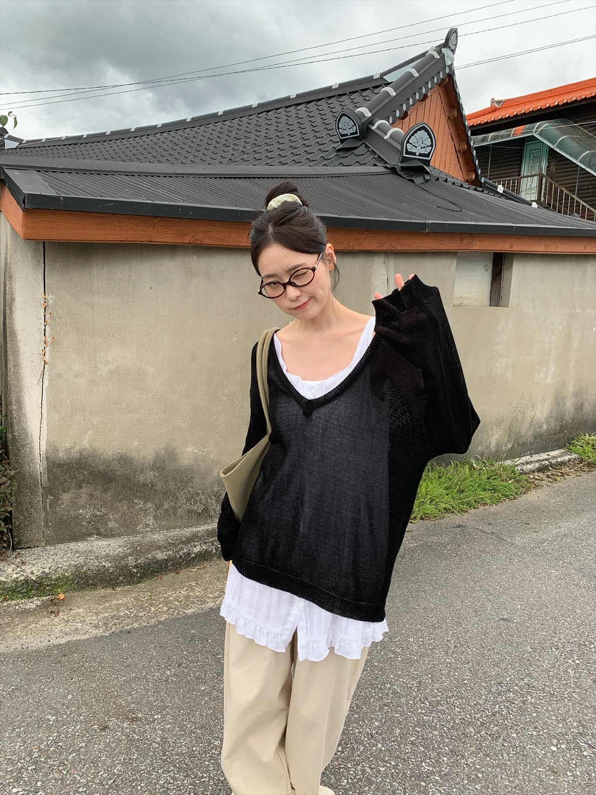 26 Summer New Arrival_Over Deep V-Neck (Knit, Delicate Fit, Long Sleeve, Oversized Fit, See-through, Mesh, Avant-garde Fit, Spring - 이미지 10