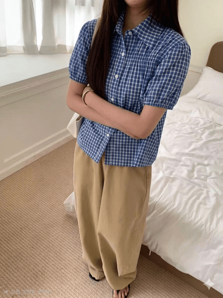 puff plaid shirt - 이미지 4