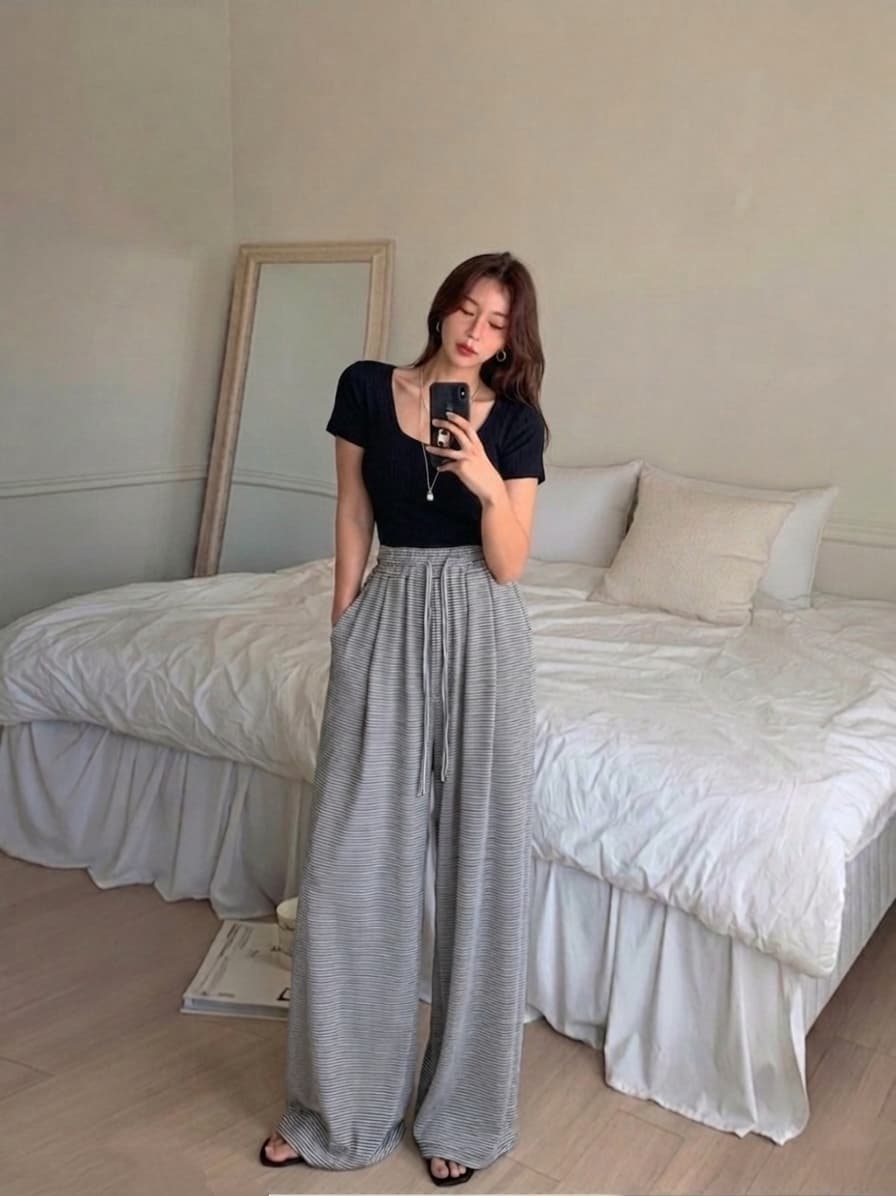 Loewe Lay Striped Flowy Wide Pants - 이미지 8