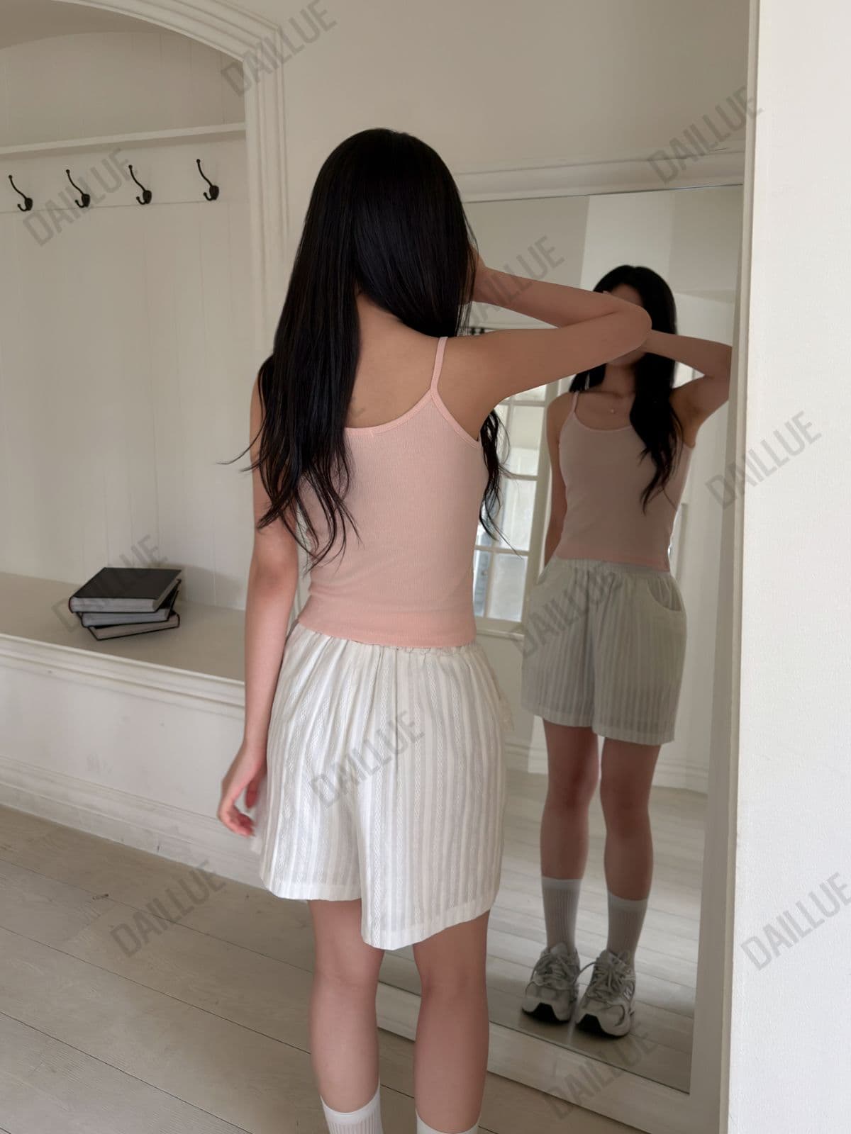 Slim Fit - Modal Ribbed Crop Strap Sleeveless - Breast Cover, U-Neck, Cotton, Inner, Stretchy Basic T-shirt, All Seasons, Plain - 이미지 10