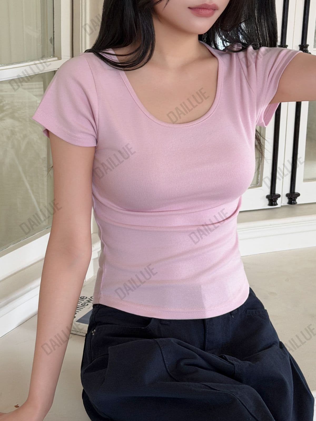 Slim Fit - Modal Tension Round Neck Short Sleeve - Cotton, Basic T-shirt, U-neck, Spring/Summer, Innerwear, Basic, Stretchy - 이미지 11