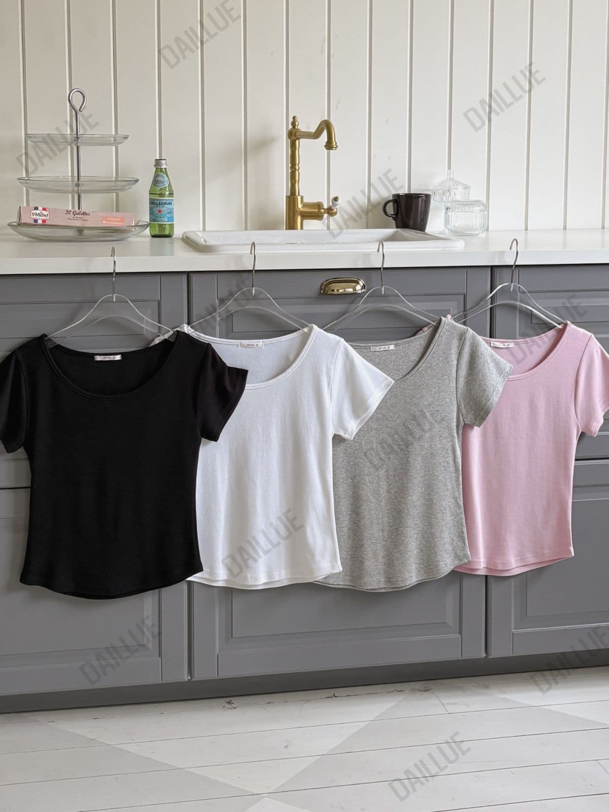 Slim Fit - Modal Tension Round Neck Short Sleeve - Cotton, Basic T-shirt, U-neck, Spring/Summer, Innerwear, Basic, Stretchy - 이미지 15