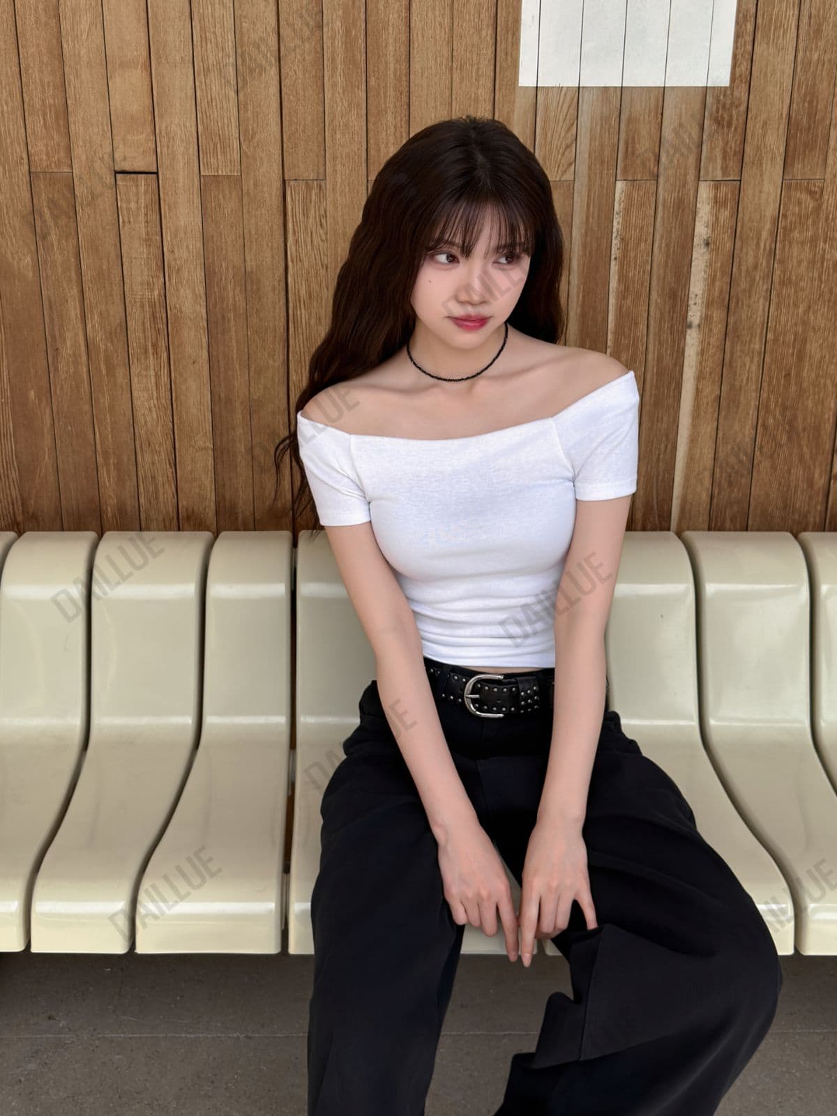 Slim Fit - Tension Off-Shoulder Short Sleeve - Date, Sexy Glam Look, Stretchy Spandex, Daily, Spring/Summer, Tight-fitting T-shirt - 이미지 8