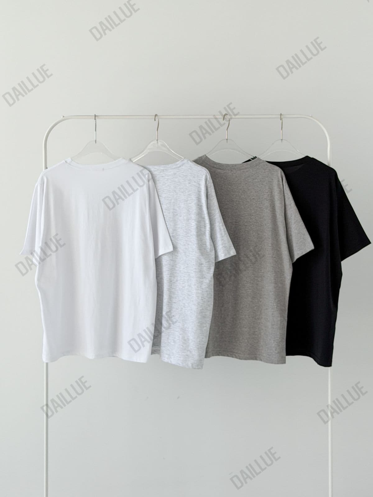 Oversized Fit - Cotton Tumble Basic Short Sleeve - 30 Count, Premium, Loose Fit, Cotton, Basic T-shirt, Processed, Round - 이미지 15
