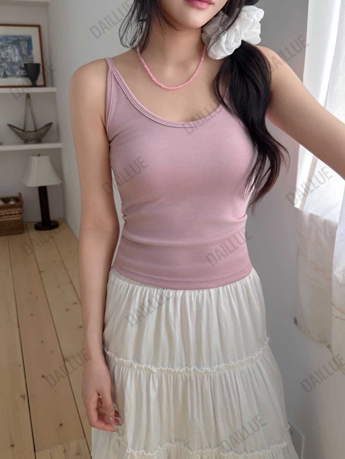 Slim Fit - Cushioned Strap Sleeveless - Breast Cover, Made in Korea, Daily, Innerwear, Sporty, Spring/Summer, Elastic Spandex - 이미지 4