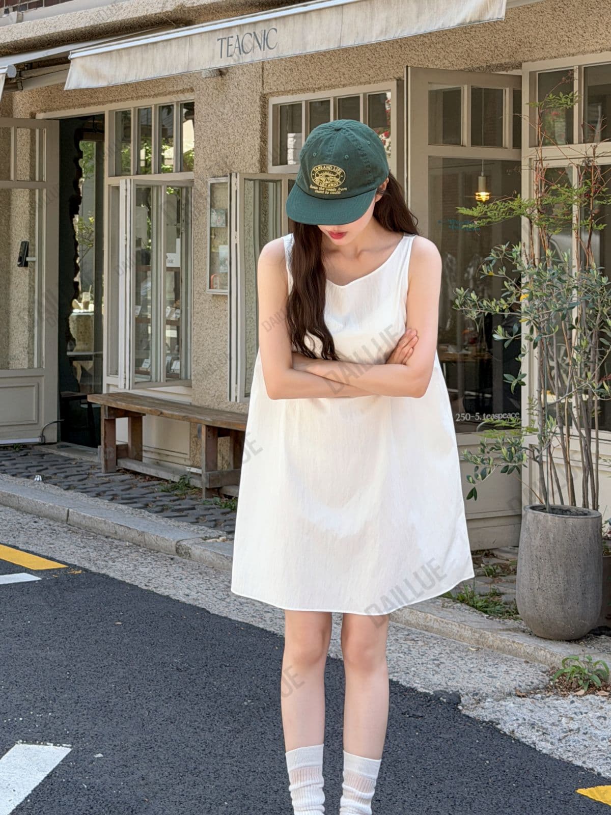 Simple Mini Dress - Sleeveless, Summer, Vacation Look, Nylon, Inner, Midi, Bustier, Delicate - 이미지 3