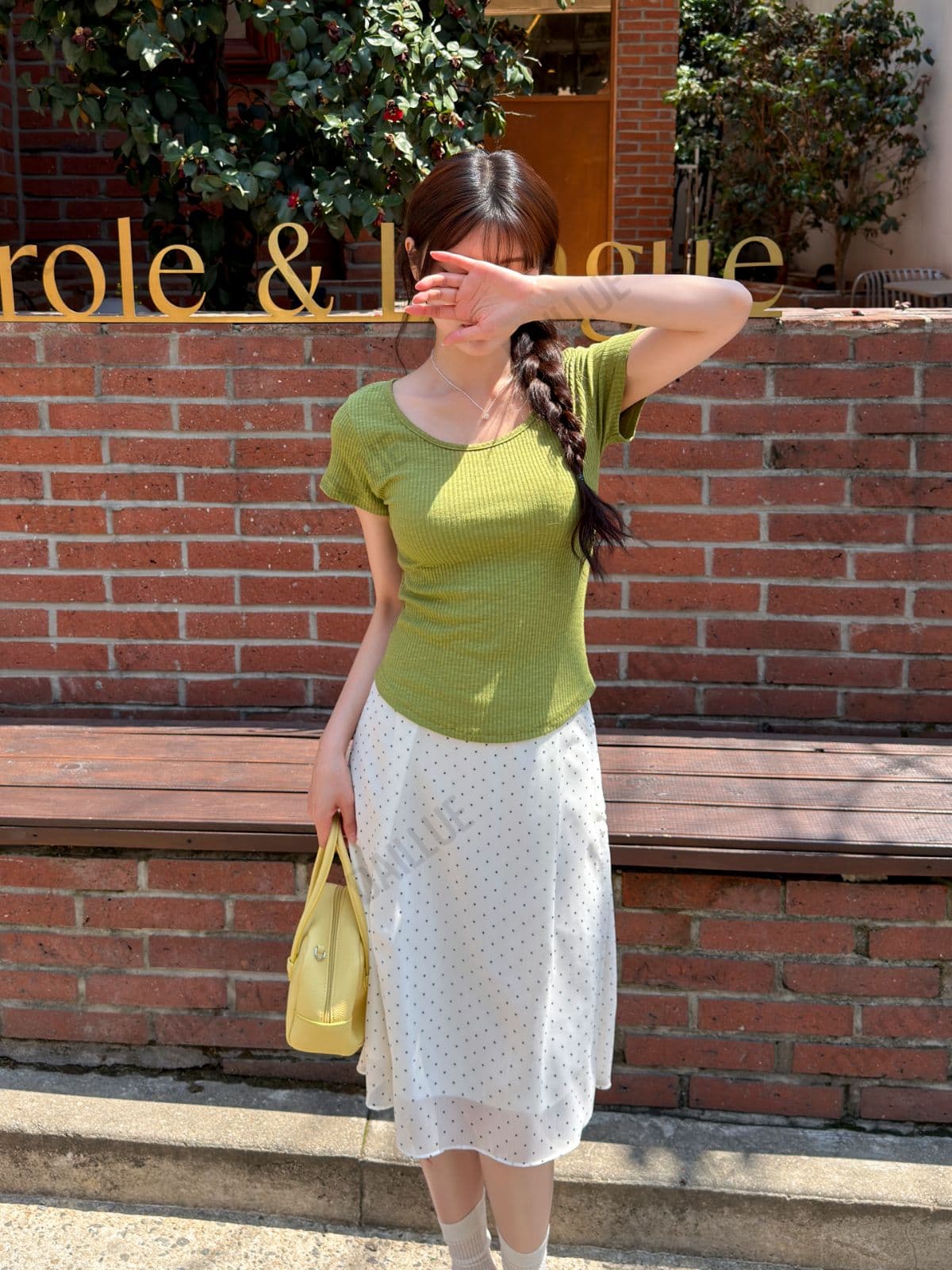 Delicate Fit - Knit Modal U-Neck Rounded Short Sleeve - Summer, Cardigan Innerwear, Wedding Guest Look, Ribbed, Basic T-shirt, Plain, Asymmetrical - 이미지 5