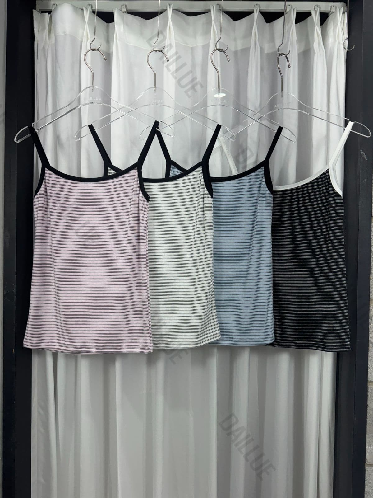 Basic Fit - Striped Contrast Strap Sleeveless - Stripe, Summer, Vacation Look, Straight, Stretchy, Inner, Slim, Elastic - 이미지 2