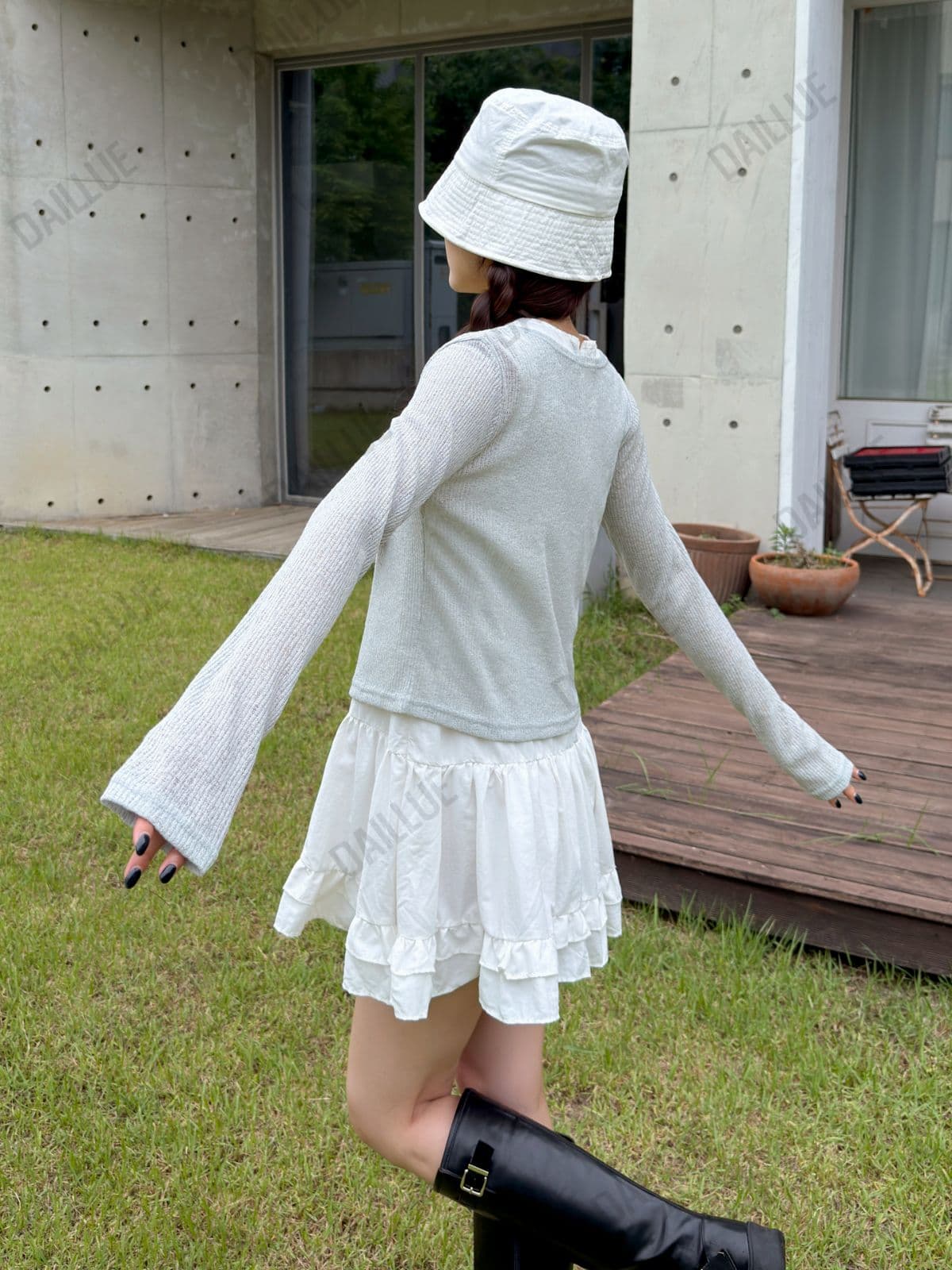 Delicate Fit - Two-Button Round Semi-Crop Cardigan - Must-Have Item, Summer, Mesh Knit, See-through, Long Sleeve, Vacation - 이미지 10