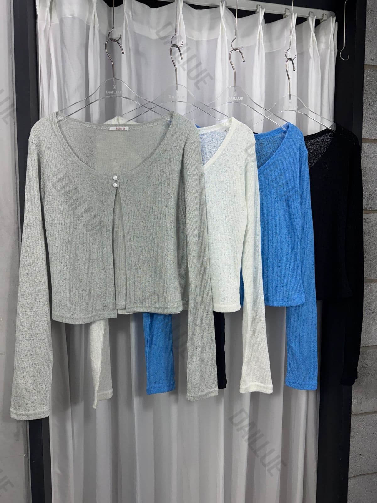 Delicate Fit - Two-Button Round Semi-Crop Cardigan - Must-Have Item, Summer, Mesh Knit, See-through, Long Sleeve, Vacation - 이미지 14