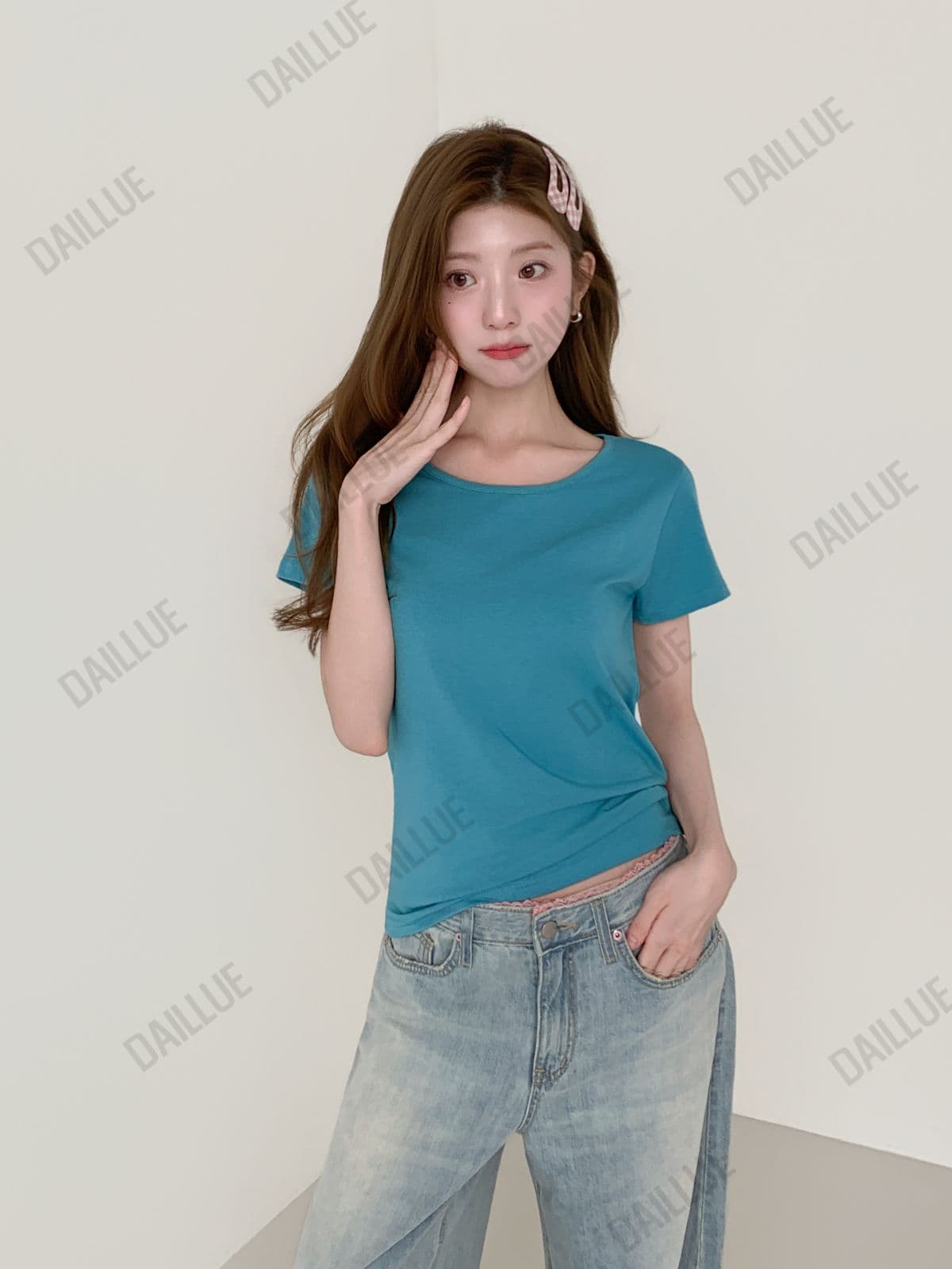 Basic Fit - Natural Modal U-Neck Short Sleeve - Basic T-shirt, Semi-Crop, Transitional Innerwear, Summer, Ribbon Round Neck, Stretchy - 이미지 9